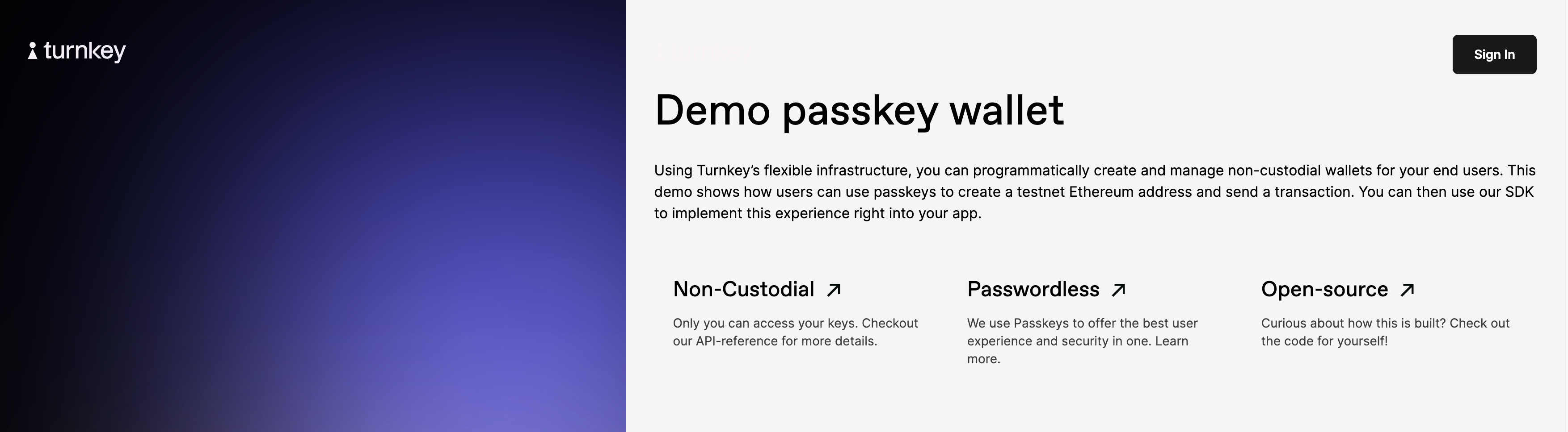demo passkey wallet screenshot