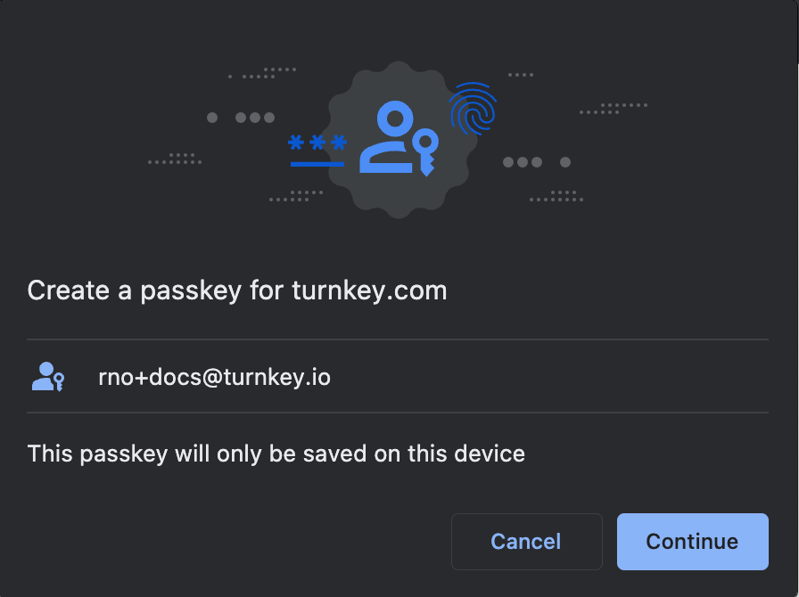 Passkey prompt on Turnkey